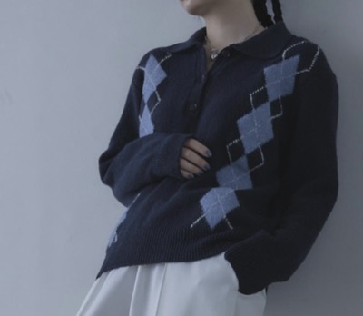miette（ミエット）　襟付きアーガイルニット