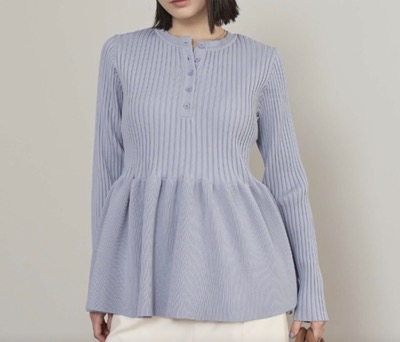 miette（ミエット）　ヘンリーネックペプラムニット