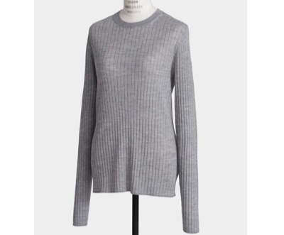 hueLe Museum(ヒューエルミュージアム) シアーワイドリブクルーネック