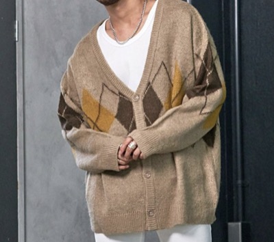 SILVER BULLET（シルバーバレット）　総柄モヘアタッチジャガードビッグカーディガン