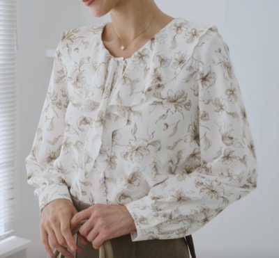 ROPE' PICNIC（ロペピクニック）　花柄ラッフルデザインブラウス