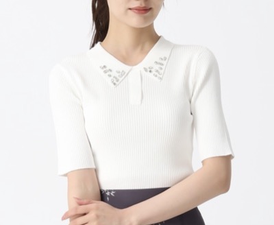 31 Sons de mode（トランテアン ソン ドゥ モード)　2025秋冬新作 襟ビジュー付ポロニット