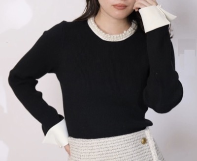 Apuweiser-riche（アプワイザー・リッシェ）　パールネックカフスニット