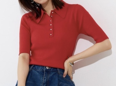 Pierrot（ピエロ）　ボタンが選べるリブポロニット