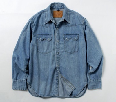 REMI RELIEF（レミレリーフ）　8.5oz デニムウエスタンシャツ ノコギリ型フラップ ユーズド