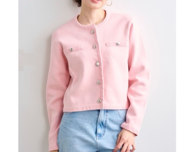 Stola.（ストラ）　スムース編みメタル釦ニットカーディガン