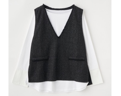 stola.（ストラ）　ツイード風ベスト+ロンTセット