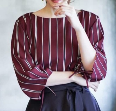 MK MICHEL KLEIN(MK ミッシェルクラン) レジメンタルストライプ柄ブラウス