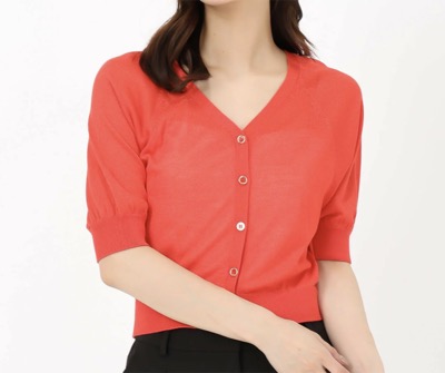 MISCH MASCH（ミッシュマッシュ）　シアーカラーパフ袖カーディガン