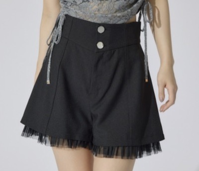 rienda（リエンダ）　チュールレイヤードジャストウエストスコートショートパンツ