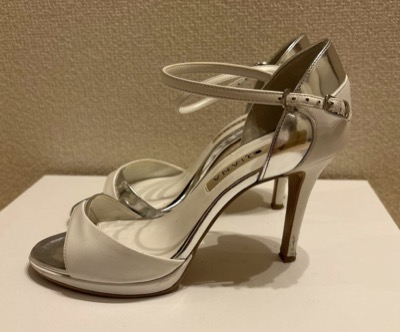 DIANA（ダイアナ）　ホワイト・シルバー ハイヒールサンダル