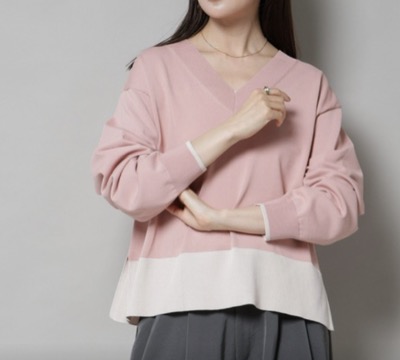 NANO universe（ナノユニバース）　洗濯機洗可前後2way配色ニット