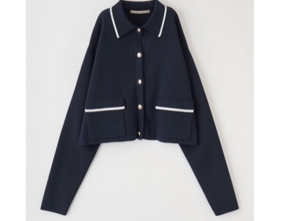 Stola.（ストラ）　短丈衿付きニットカーディガン