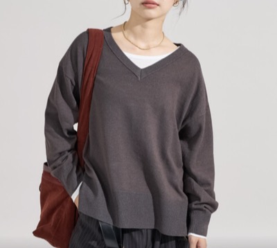 FREAK'S STORE（フリークスストア）　マシーンウォッシャブル＞シルク入り Vネックニットプルオーバー