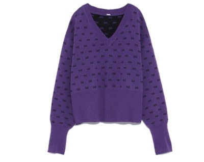 Mila Owen（ミラオーウェン）　Vネックジャガードロゴニット