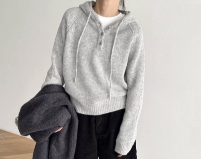 CANAL JEAN（キャナルジーン）　ウールヘンリーパーカーニット