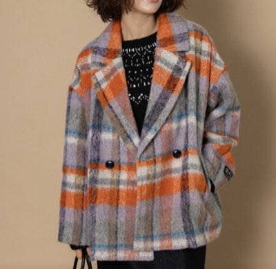 Te chichi CLASSIC(テチチクラシック) シャギーチェックテーラーショートコート