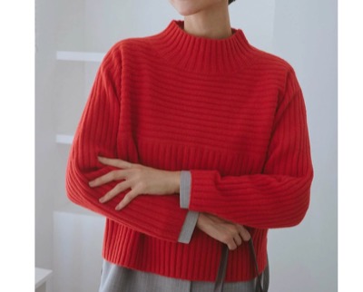 ROPÉ PICNIC（ロペピクニック）　もちもちリブ切り替えニットプルオーバー