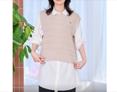 Arnold Palmer（アーノルドパーマー）　ニットベスト + シャツチュニック レイヤードセット