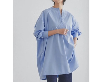 RASW（ラス）　ノーカラースキッパーチュニック