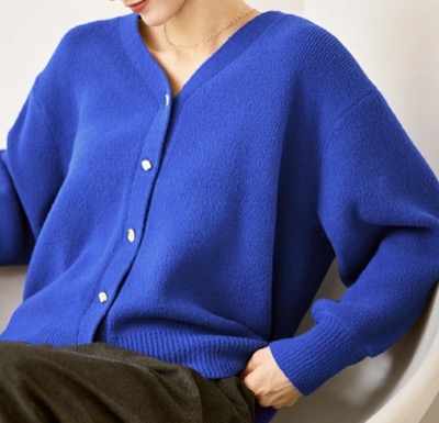 ROPÉ PICNIC（ロペピクニック）　スフレニットシリーズ 変形メタルボタンミドル丈カーディガン