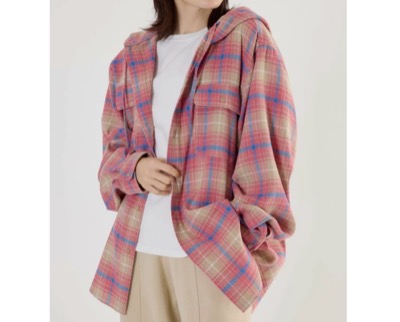 RODEO CROWNS WIDE BOWL（ロデオクラウンズワイドボウル）　フードチェックシャツ