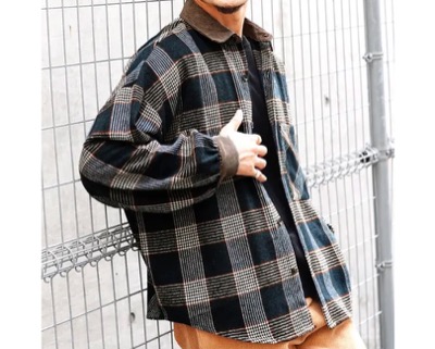 JIGGYS SHOP(ジギーズショップ) 先染めチェックシャツ オーバーサイズ ドロップショルダー