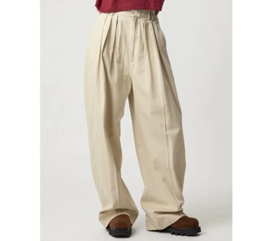 6（ROKU）　コットンレーヨン タックパンツ