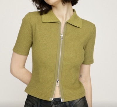 SLY（スライ）　FRONT ZIP CUT RIB TOPS
