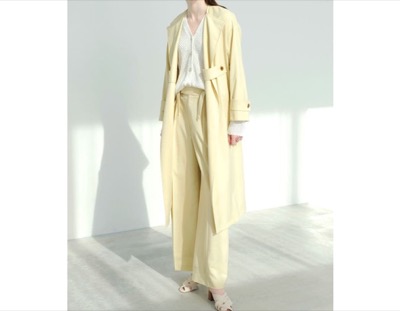 LOUNIE（ルーニィ）　ベルテッドノーカラーコートトレンチコート