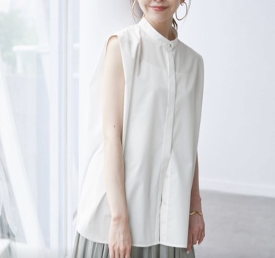 ROPE' PICNIC（ロペピクニック）　バンドカラーノースリーブシャツ