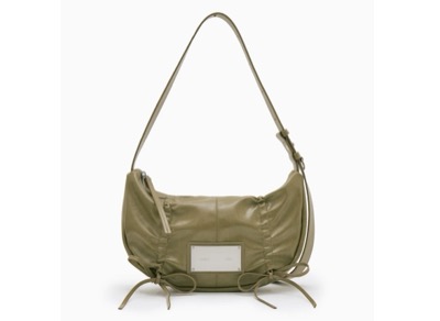 MATIN KIM（マーティンキム）　HALF SHIRRING RIBBON ROUND BAG IN LIGHT KHAKI