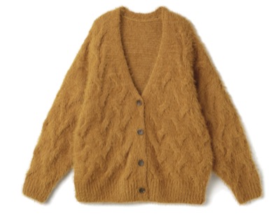 GRL（グレイル）　ケーブル編みモールシャギーニットカーディガン