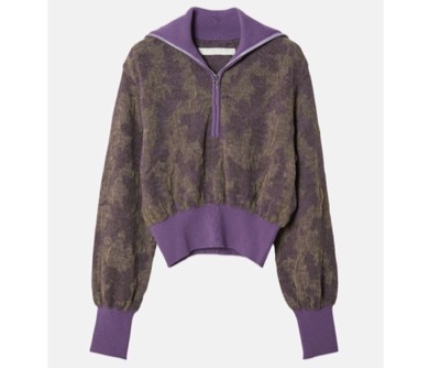 IRENENNE（アイレネ）　Layered Jacquard Zip-Up Pullover