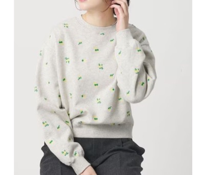 BEAUTY&YOUTH（ビューティー＆ユース）　コットン裏毛 エンブロイダリー スウェットプルオーバー