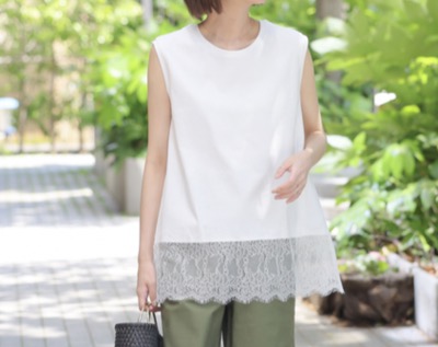 JOURNAL STANDARD relume（ジャーナルスタンダード レリューム）　レースヘムノースリーブ