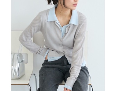 CRAFT STANDARD BOUTIQUE(クラフトスタンダードブティック) レイヤードポロ衿カーディガン