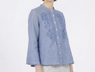 SCAPA（スキャパ）　リノエンブロイダリー前開きブラウス