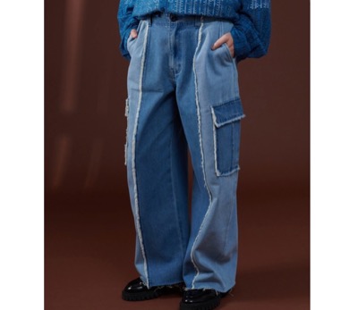 ONCILY(オンシェリー) FRINGE BICOLOR DENIM CARGO PANTS