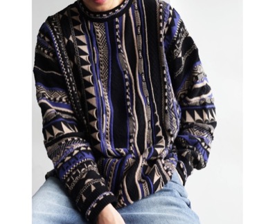 antiqua（アンティカ）　幾何学柄ジャガードニット