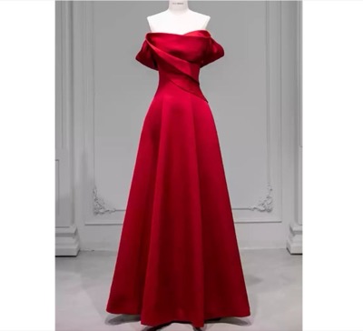 DRESSWOW（ドレスワオ）　オフショルダーサテンロングドレス