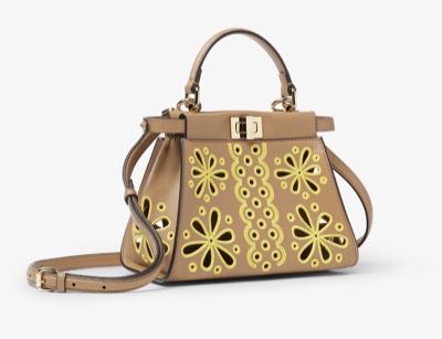 FENDI(フェンディ) ピーカブーミニカプチーノカラー レザー Floral À Jour バッグ