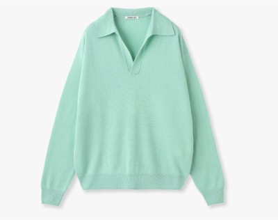 AURALEE（オーラリー）　スーパーファイン カシミア シルク ニット スキッパー ポロトップ