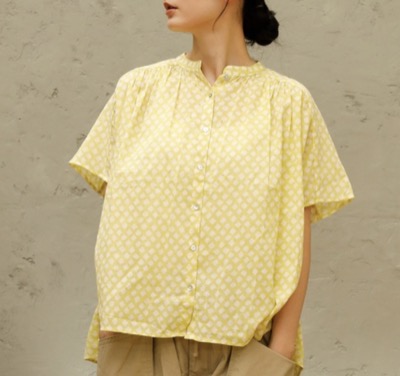 Brocante(ブロカント) インドプリント フロンセシャツ