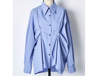RUMCHE（ラム・シェ）　Cotton Layered Tuck Shirt / sax