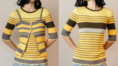 AULA AILA(アウラアイラ) LAYERED MULTI BORDER KNIT