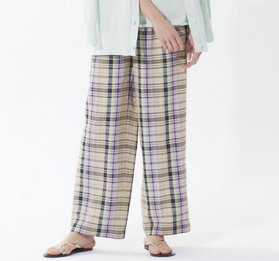 qualite（カリテ）　レーヨンリネンチェックパンツ