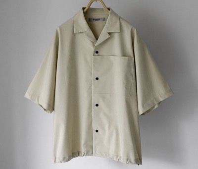 BASISBROEK（バージスブルック）　ディーン リネン混ストレッチ オープンカラーシャツ