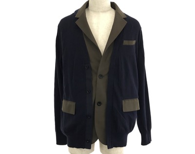 sacai（サカイ）　異素材 ドッキング テーラード ニットカーディガン