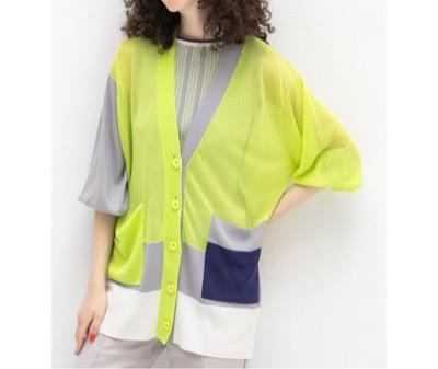 AULA AILA(アウラアイラ) COLOR BLOCK SHEER CARDIGAN